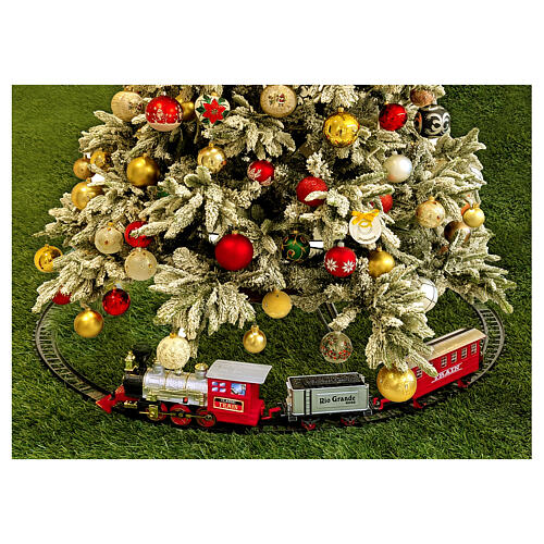 Tren con luces LED 30x10 cm escenas navideñas coloreadas 2
