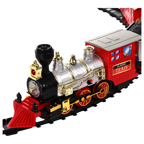 Tren con luces LED 30x10 cm escenas navideñas coloreadas 3