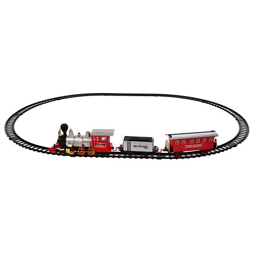 Tren con luces LED 30x10 cm escenas navideñas coloreadas 4