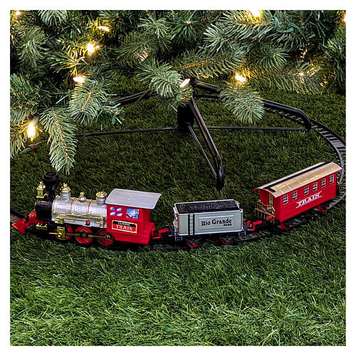Tren con luces LED 30x10 cm escenas navideñas coloreadas 5