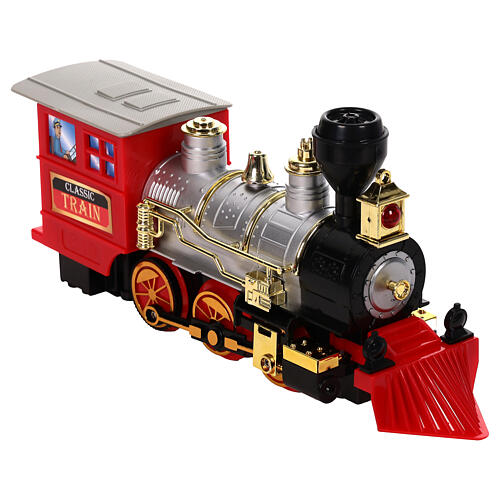 Tren con luces LED 30x10 cm escenas navideñas coloreadas 6