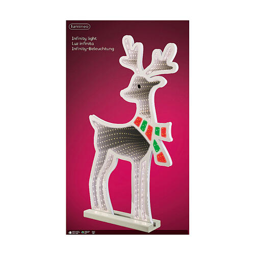 Multicoloured reindeer with Infinity Light, Christmas LED decoration, 33x33x20 in 3