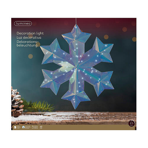 Snowflake, cold white microLED, indoor decoration, 18x16x4 in 3