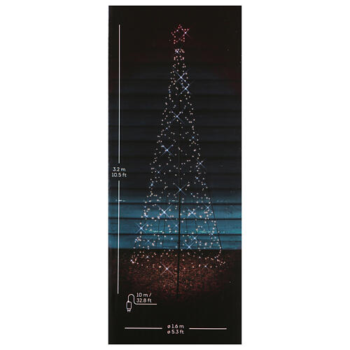 Stylised Christmas tree with multicoloured microLEDs for outdoor, 10.5 ft 3