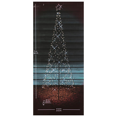 Stylised Christmas tree, outdoor decoration, multicoloured microLEDs, 16 ft 4