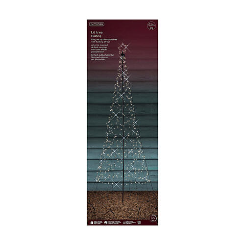 Sapin stylisé 5 m pour extérieur lumières microLED multicolores 5
