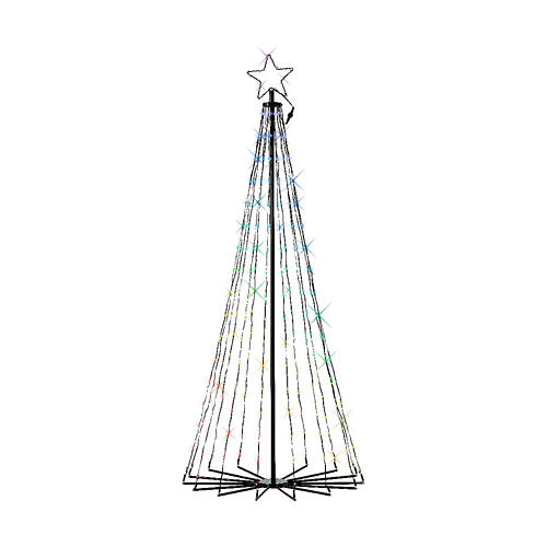 Stylised Christmas tree of black metal with lights, h 70 in, diam. 31.5 in, for outdoor 5