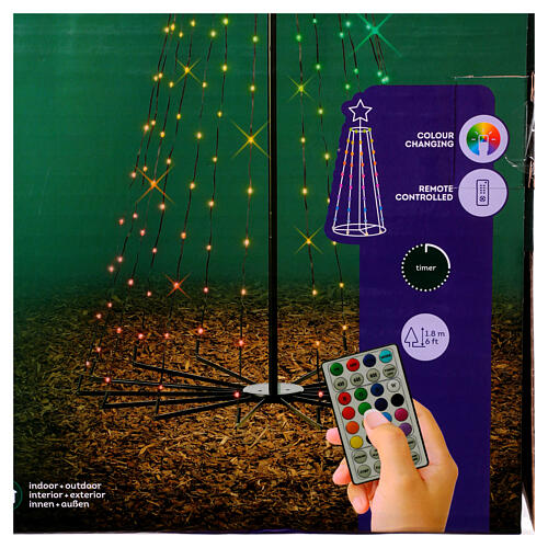 Stylised Christmas tree of black metal with lights, h 70 in, diam. 31.5 in, for outdoor 6