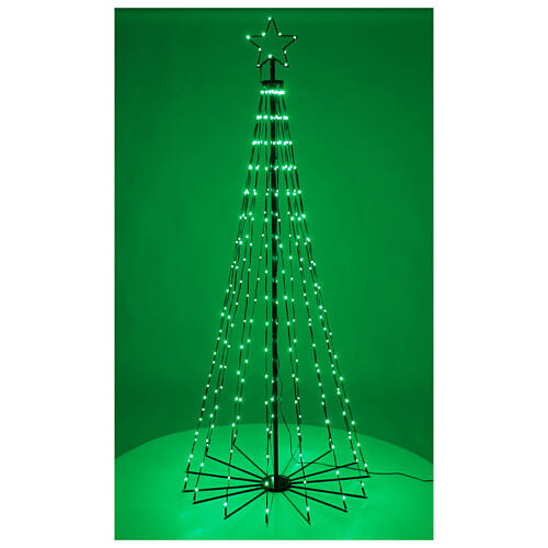 Stylised Christmas tree of black metal with lights, h 70 in, diam. 31.5 in, for outdoor 3