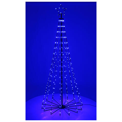 Stylised Christmas tree of black metal with lights, h 70 in, diam. 31.5 in, for outdoor 4