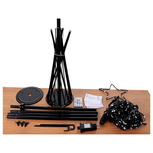Stylised Christmas tree of black metal with lights, h 70 in, diam. 31.5 in, for outdoor 10