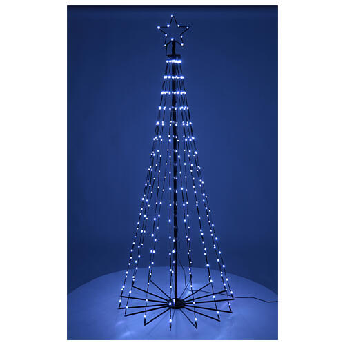 Sapin stylisé en métal noir avec lumières h 180 cm diam. 80 cm extérieur 5
