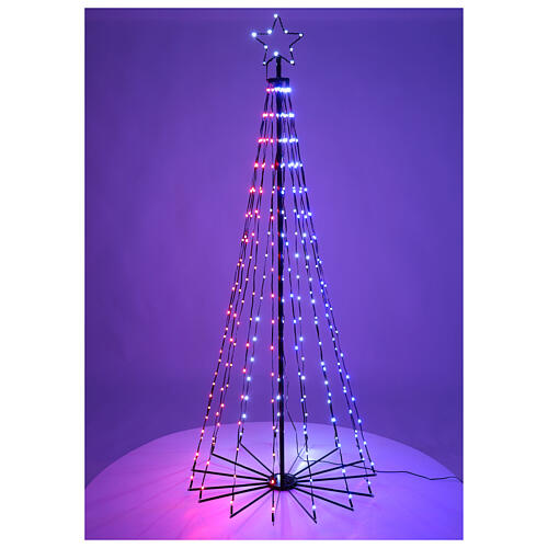 Sapin stylisé en métal noir avec lumières h 180 cm diam. 80 cm extérieur 7