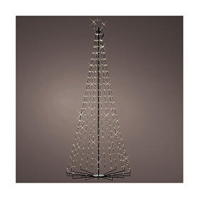 Árbol de Navidad estilizado negro h 240 cm luces diámetro 100 cm hierro exterior