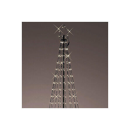 Árbol de Navidad estilizado negro h 240 cm luces diámetro 100 cm hierro exterior 2