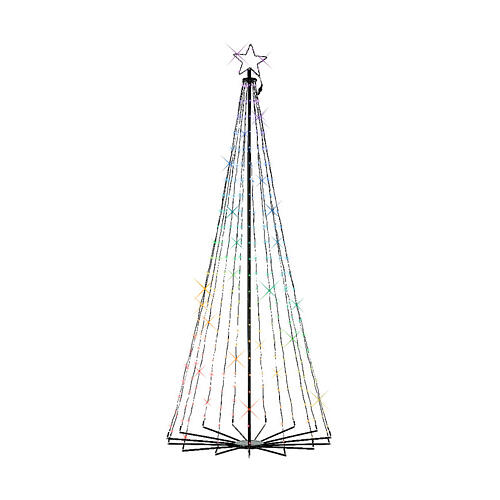 Árbol de Navidad estilizado negro h 240 cm luces diámetro 100 cm hierro exterior 5