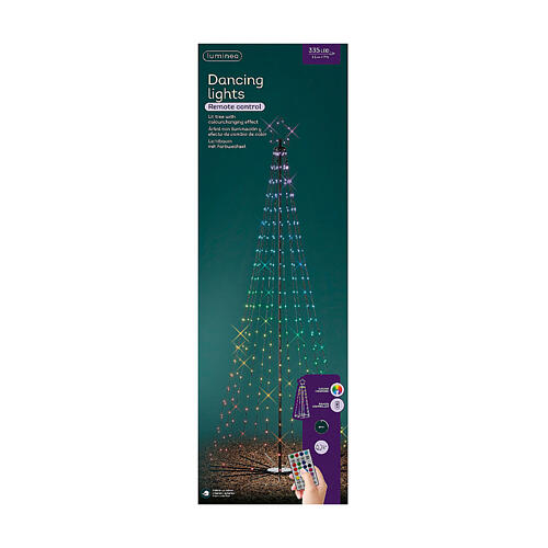 Árbol de Navidad estilizado negro h 240 cm luces diámetro 100 cm hierro exterior 10