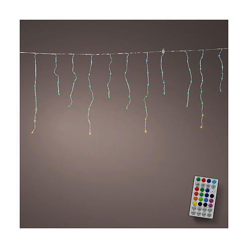 Cortina estalactites 105 LEDs 280x60x60 cm multicor para exterior 1