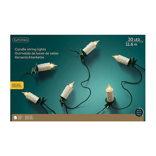 Corrente luminosa LED para árvore de Natal 12 m velas para interior 4