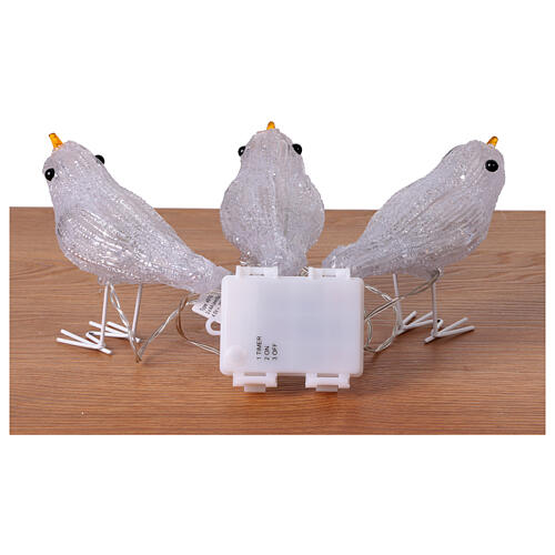 Oiseaux décorations lumineuses 15x5x10 cm intérieur extérieur 30 LEDs 6