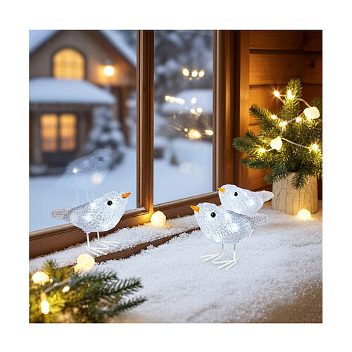 Ptaki - figury świąteczne podświetlane 30 diod LED, 15x5x10 cm, do użytku wewnątrz/na zewnątrz 2