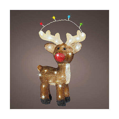 Lighted reindeer with 48 LEDs, indoor/outdoor acrylic figure, 6x12x18 in 1