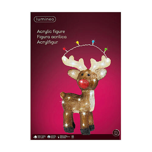 Lighted reindeer with 48 LEDs, indoor/outdoor acrylic figure, 6x12x18 in 3