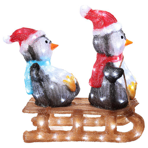 Lighted penguins on a sleigh, 110 LEDs, indoor/outdoor, 12x24x22 in 5