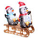 Pinguins em trenó 110 LEDs Natal 30x60x55 cm acrílico interior exterior s3