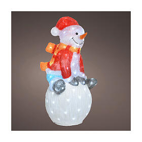 Bonhomme de neige acrylique utilisation intérieur extérieur 100 LEDs 30x40x70 cm