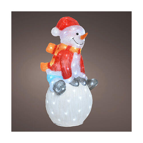 Pupazzo di neve acrilico uso interno esterno 100 LED 30x40x70 cm 1