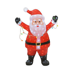 Lighted Santa Claus, 180 LEDs, acrylic indoor/outdoor figure, 14x26x35 in