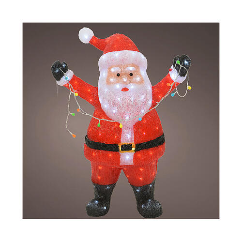 Lighted Santa Claus, 180 LEDs, acrylic indoor/outdoor figure, 14x26x35 in 1