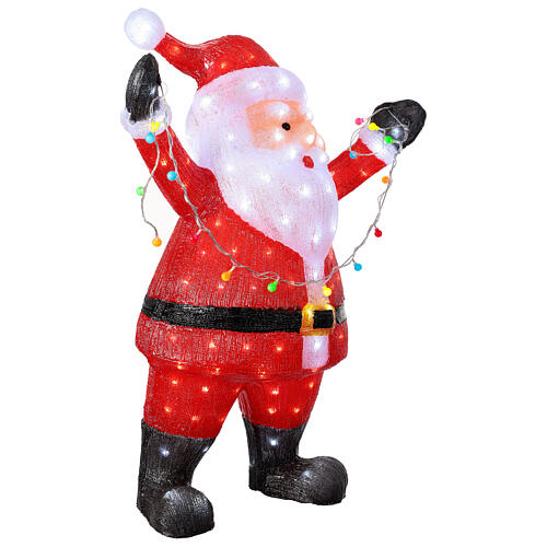 Lighted Santa Claus, 180 LEDs, acrylic indoor/outdoor figure, 14x26x35 in 3