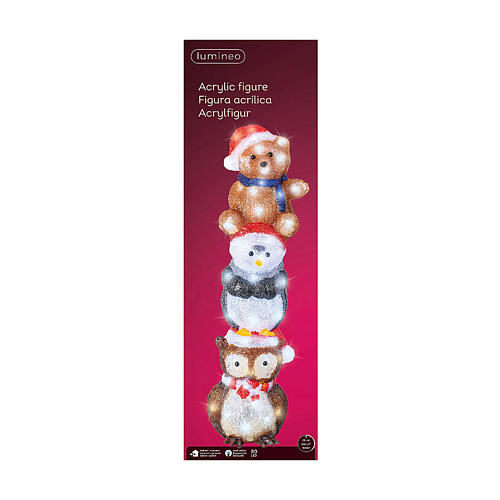 Figura luminosa coruja, pinguim e ursinho 80 LEDs 20x20x60 cm interior e exterior 4