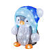 Pingüino luminoso con gorro navideño 60 LED 25x25x30 cm s2