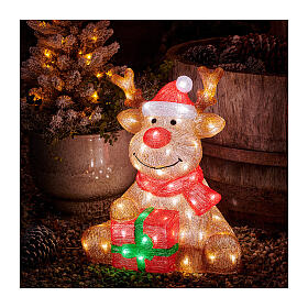 Renna natalizia 80 LED 35x40x45 cm interno esterno acrilico