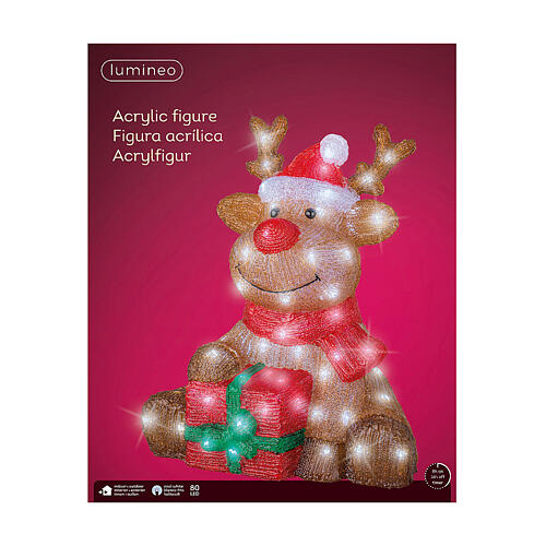 Christmas reindeer 80 LEDs 35x40x45 cm indoor outdoor acrylic 8