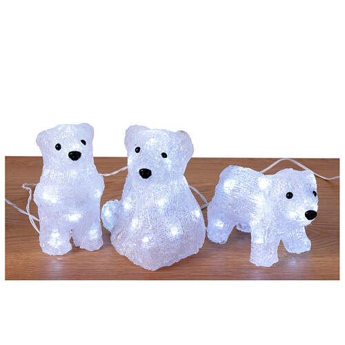 Set of 5 polar bears, acrylic indoor/outdoor decorations, 70 LEDs, 6x4x4 in 5