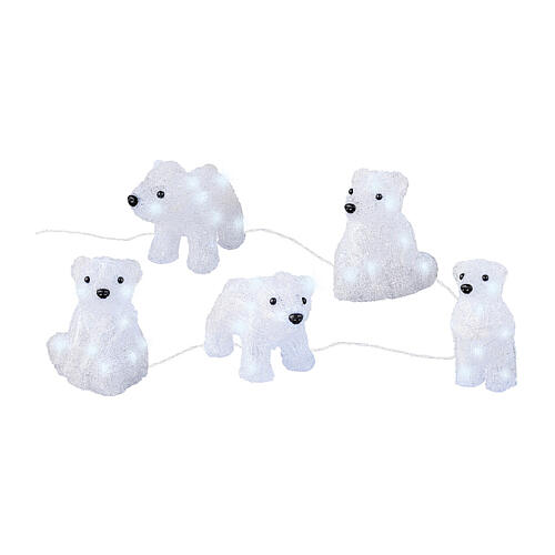 Set of 5 polar bears, acrylic indoor/outdoor decorations, 70 LEDs, 6x4x4 in 7