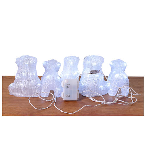 Set of 5 polar bears, acrylic indoor/outdoor decorations, 70 LEDs, 6x4x4 in 9