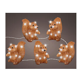 Set of 5 lighted squirrels, 70 LEDs, indoor/outdoor, 6x4x6 in, acrylic