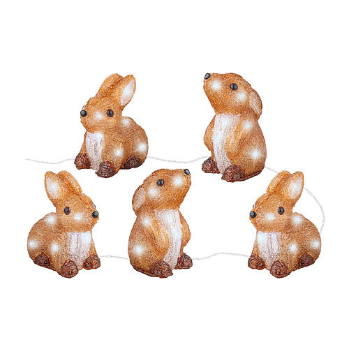 Set of 5 lighted bunnies, 70 LEDs, indoor/outdoor, 6x4x6 in, acrylic 2