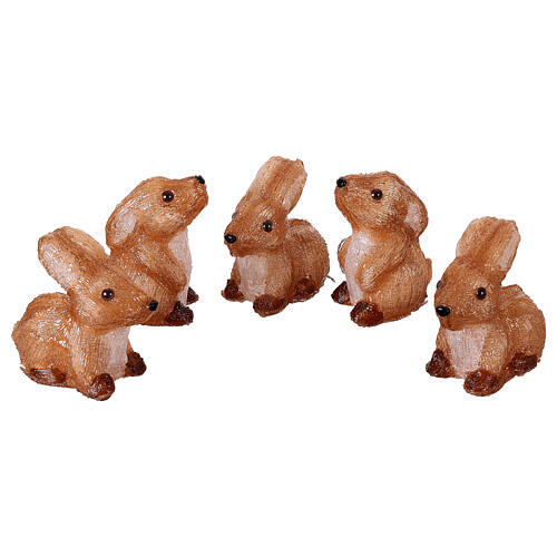 Set of 5 lighted bunnies, 70 LEDs, indoor/outdoor, 6x4x6 in, acrylic 5