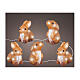 Set of 5 lighted bunnies, 70 LEDs, indoor/outdoor, 6x4x6 in, acrylic s1