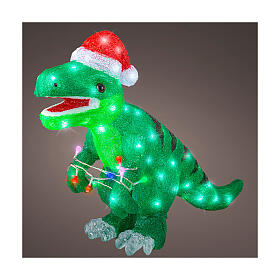 Lighted acrylic T-rex for Christmas indoor and outdoor decoration, 80 LEDs, 24x10x18 in