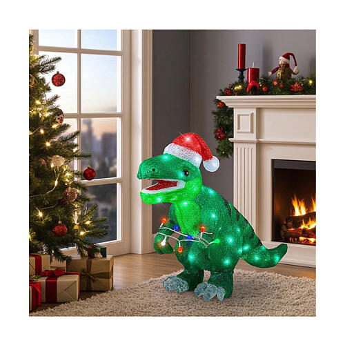 T-Rex luminoso acrílico Natal 60x25x45 cm 80 LEDs interior exterior 2