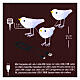 Set of 3 white birds with 30 solar LEDs, 2x6x4 in, outdoor decoration s5