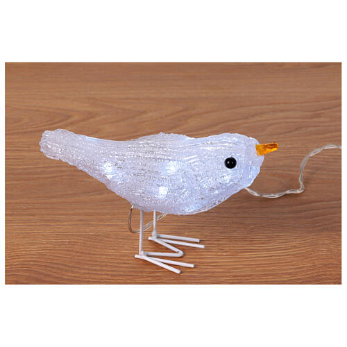 Set 3 oiseaux blancs lumière solaire 5x15x10 cm extérieur 30 LEDs 2