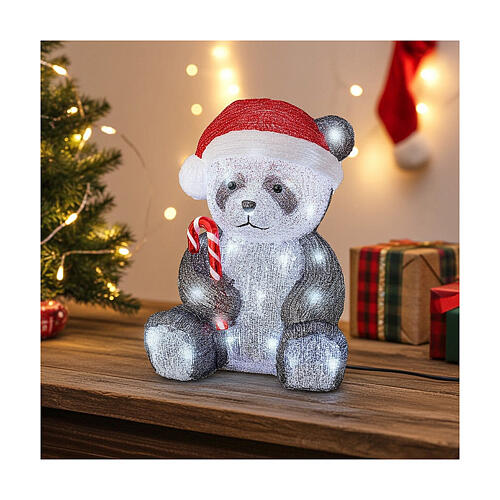 Panda navideño luminoso 25x25x35 cm 50 LED uso interior exterior 2